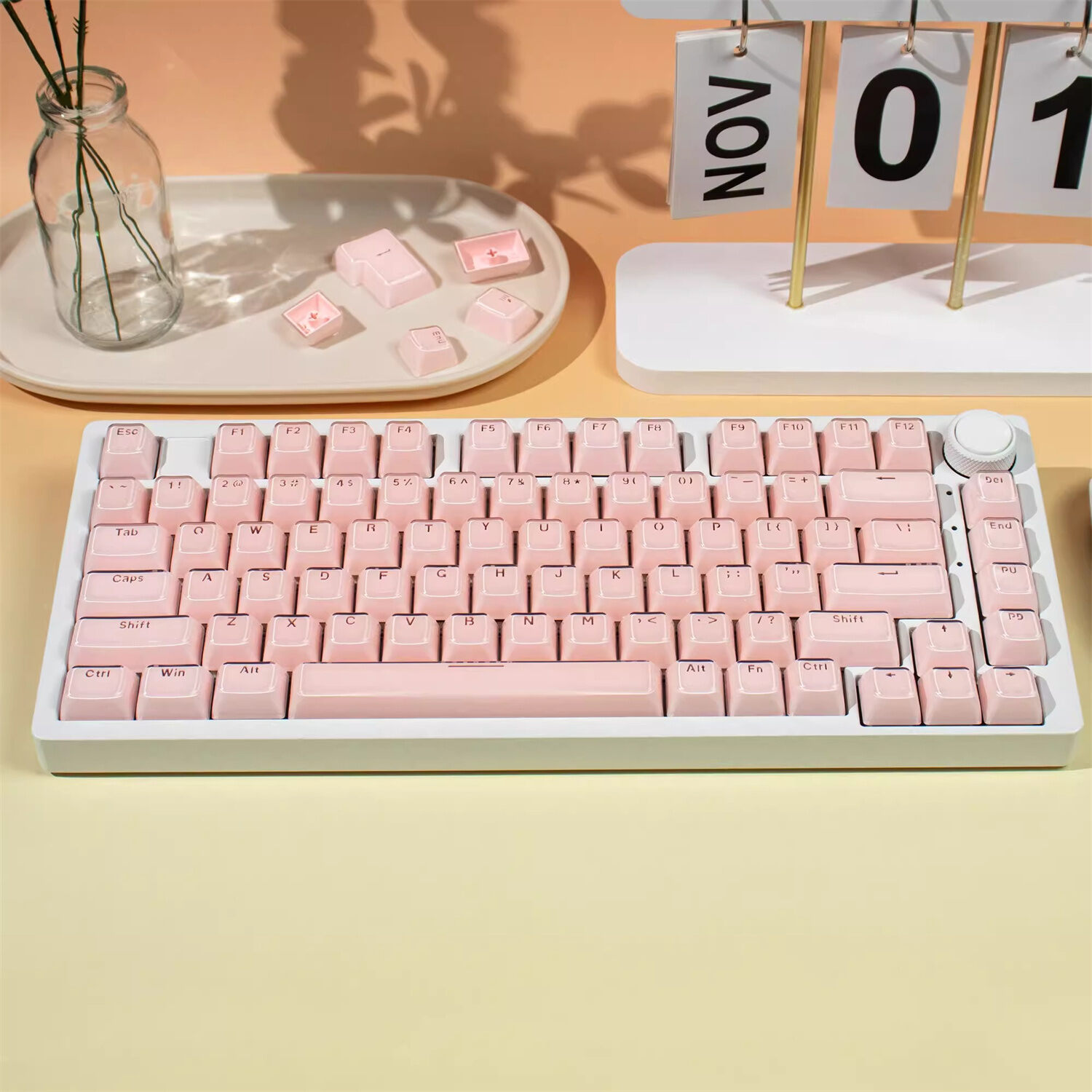 MDA Profile 104+32 ABS Doubleshot Crystal Backlit Keycaps Set for Keyboard Blue / Pink / White